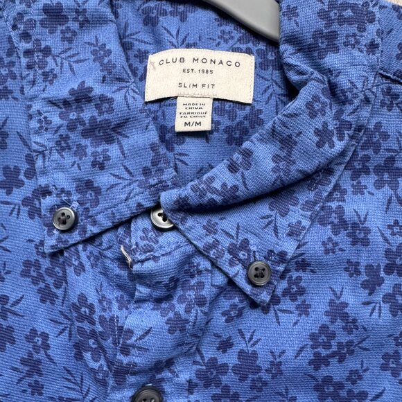 Club Monaco Men's Floral Short Sleeve Shirt - Slim Fit - Medium - Picture 5 of 6